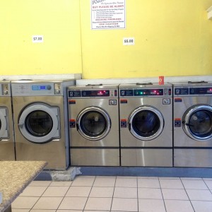 Humming washing machines.