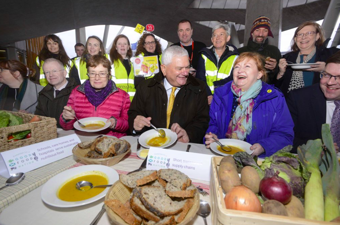 Food bank managers, Campaigners, Farmers and MSPs break bread in celebration of the right to food